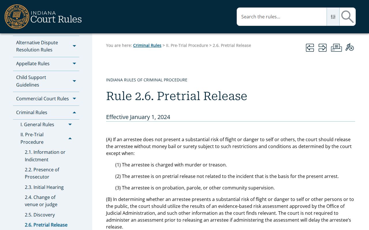 Dearborn County arrest warrant pretrial release rule