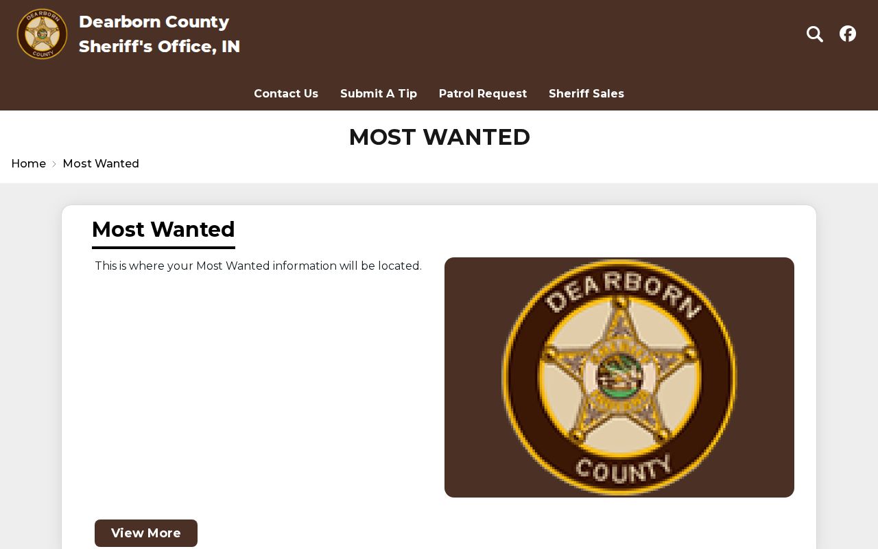 Dearborn County warrant records Most Wanted interface